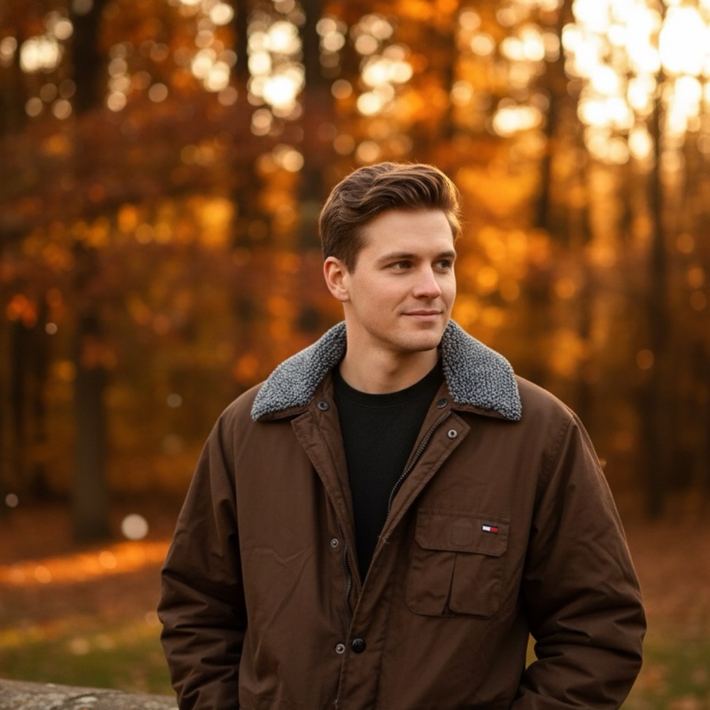 Tommy Hilfiger Brown Field Jacket with Sherpa Collar